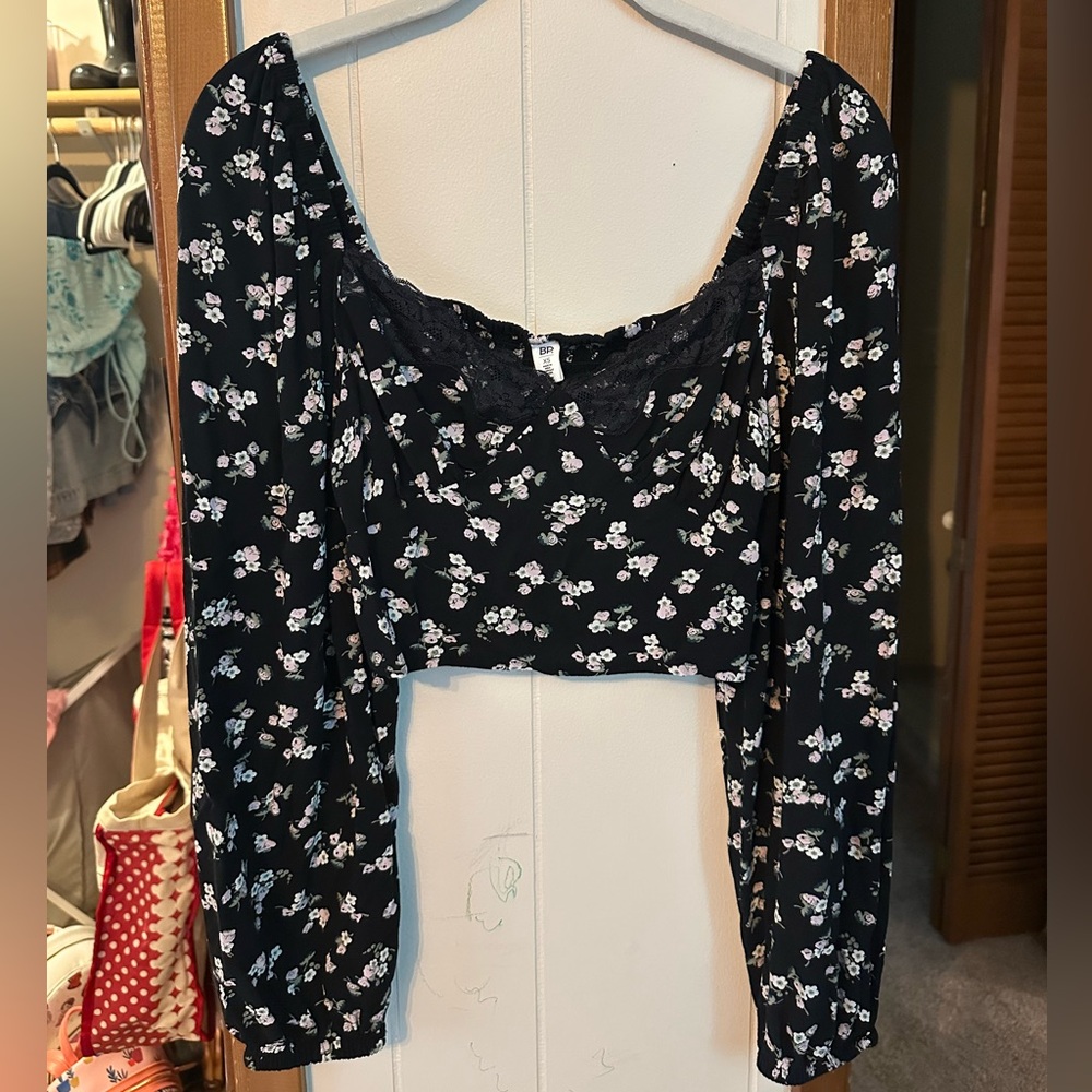 Floral Black Women's Crop Top